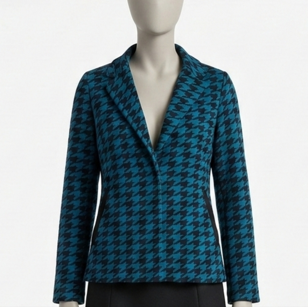 J'Envie Stylish Blue Houndstooth Women's Jacket~Size Medium